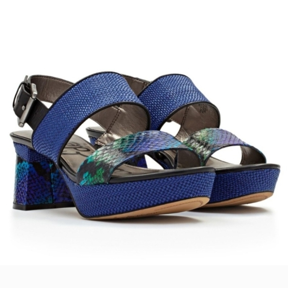 SAM EDELMAN, Blue and Green Platform Sandals